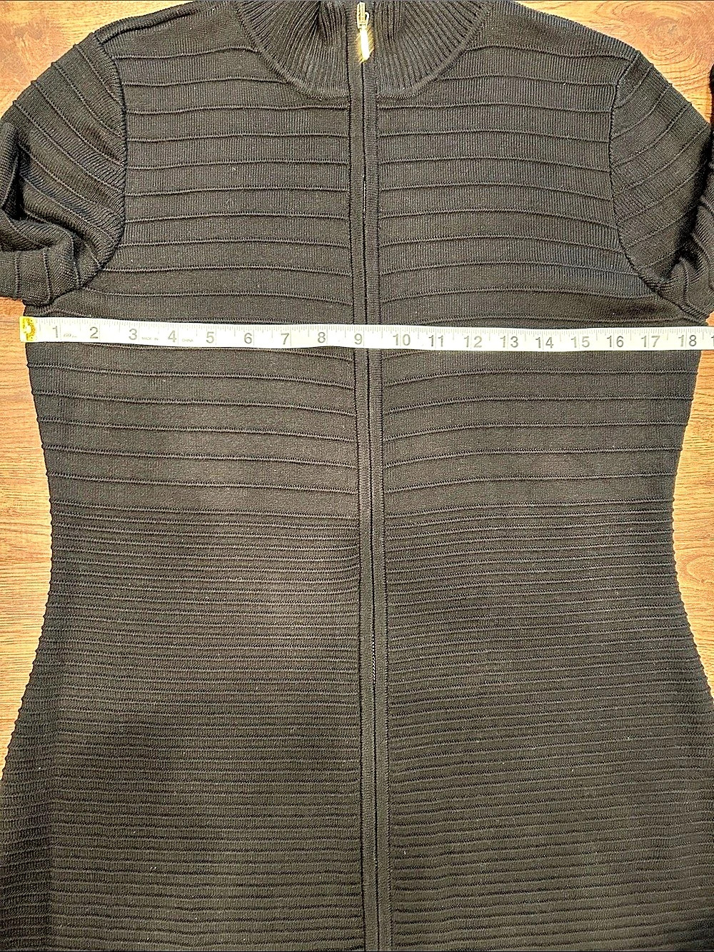 Calvin Klein Full Zip Ribbed Knit Sweater Dress Black Womens Size XL - Picture 12 of 16